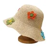 Woven floral straw hat, summer sun protection hat, women's fashionable vacation straw hat Item Picture
